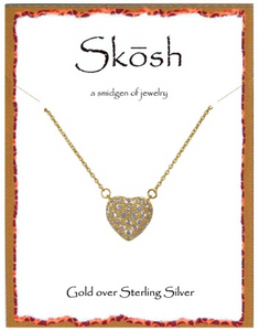 Skosh Gold Pave CZ Heart Necklace