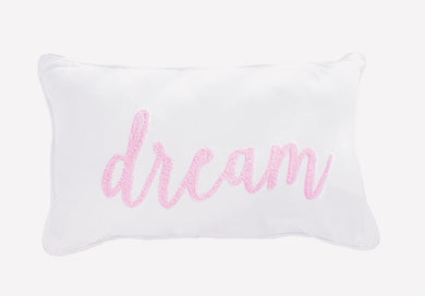 Mud Pie White Canvas with Pink Boucle Dream- Baby Nursery Pillow