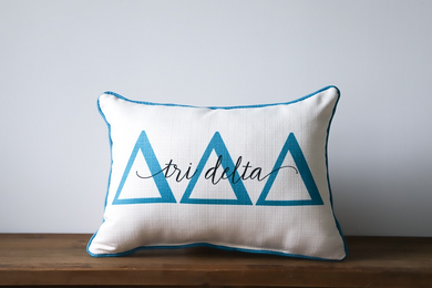 Delta Delta Delta-Large Letters Overlap Pillow w/Piping