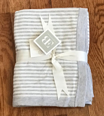 Elegant Baby-Cotton Knit Blanket-Gray Stripe