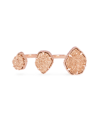 SALE-Naomi Double Ring in Rose Gold Drusy