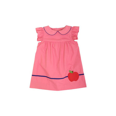 TBBC-Angel Sleeve Holly Day Dress Hamptons Hot Pink with Del Ray Dark Blue and Apple Appliqué