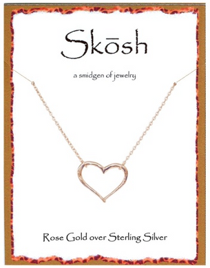 Skosh Rose Gold Open Heart Necklace, 16” + 1”