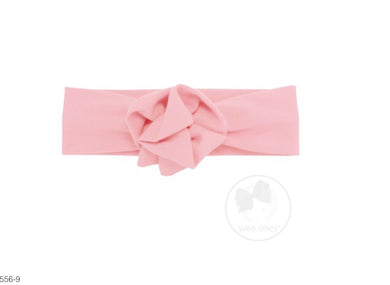 Cotton Jersey Baby Band with Matching Flower Puff-Pink or Hot Pink