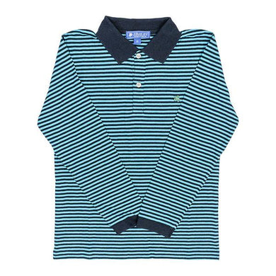 J Bailey-L/S Henry Polo-Turqoise and Navy Stripe