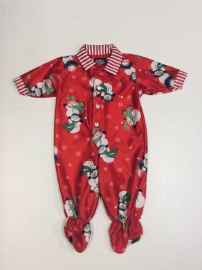 Tom & Jerry- Boys Red Snowmen Print Footed Jumpsuit