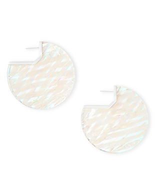 SALE-Kai Bright Silver Hoop Earrings In Iridescent Acetate