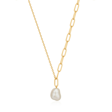 Pearl Chunky Necklace-Gold