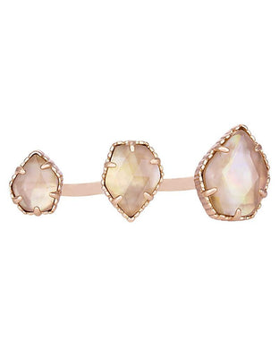 SALE-Naomi Double Ring in Rose Gold with Brown Pearl