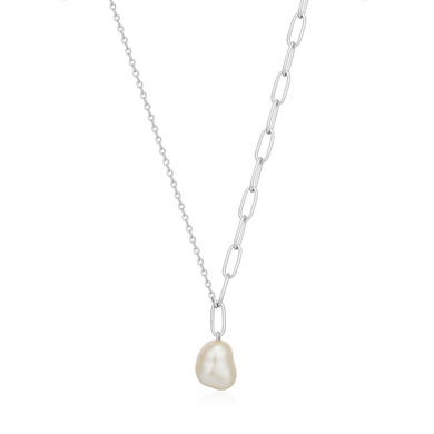 Pearl Chunky Necklace-Silver