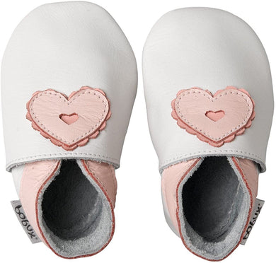 Bobux Soft Sole Shoes - Nursery Soft Sole White Baby Heart Shoes