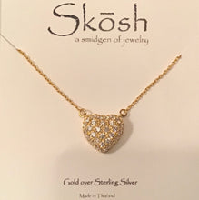Load image into Gallery viewer, Skosh Gold Pave CZ Heart Necklace
