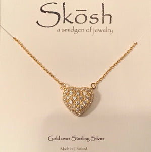 Skosh Gold Pave CZ Heart Necklace