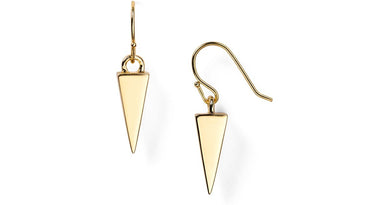 Single Pyramid Drop Earrings Gold
