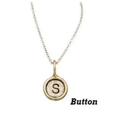 Button Initial Charms-Antique Gold