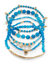 Load image into Gallery viewer, SALE-Supak Gold Beaded Bracelet Set In Veined Turquoise