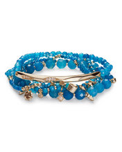 Load image into Gallery viewer, SALE-Supak Gold Beaded Bracelet Set In Veined Turquoise
