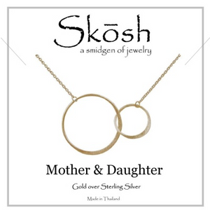 Skosh Mother & Daughter Necklace-16” + 1” extension.-Gold overSterling Silver