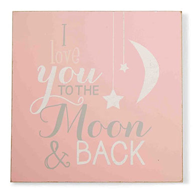 Mud Pie-Love You to the Moon and Back-Pink Wall Art