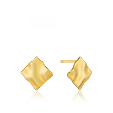 Crush Mini Square Stud Earrings-Gold