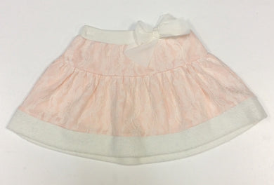 Mae Li Rose-Pink Knit Skirt w/Lace Overlay