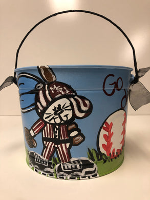 Painted Easter Bucket-Baseball Bunny