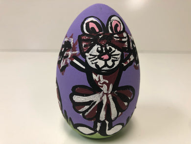 Painted Wooden Easter Egg-Cheerleader Bunny