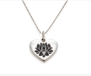 Lotus Peace Petal Heart Adjustable Necklace-Silver
