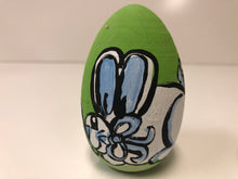 Load image into Gallery viewer, Painted Wooden Easter Egg-Large Blue Bunny