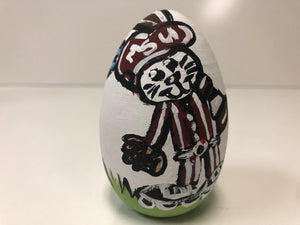 Painted Wooden Easter Egg-Baseball Bunny