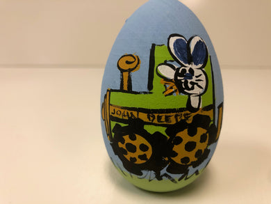 Painted Wooden Easter Egg-Bunny in Tractor
